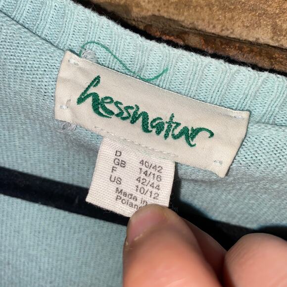 Hessnatur Cotton Linen Light Blue Button Down Cardigan Sweater Womens Size 10/12 - Picture 4 of 5